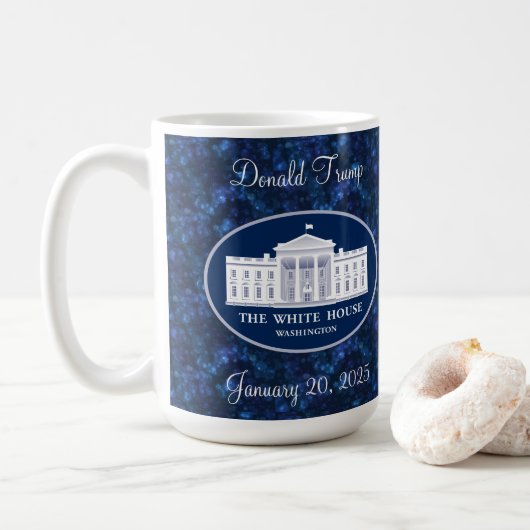 ドナルド・トランプ大統領就任式とホワイトハウス コーヒーマグカップ (ドーナツ)
