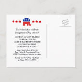 ドナルド・トランプ大統領就任式腕時計パーティー インビテーションポストカード (裏面)