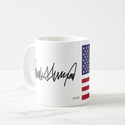 ドナルド・トランプ大統領2025年オートグラフ コーヒーマグカップ (正面左)