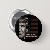 ドナルド・トランプ大統領2025年就任日Comm 缶バッジ (正面&裏面)