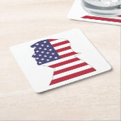 ドナルド・トランプ大統領 アメリカ国旗 スクエアペーパーコースター (アングル)