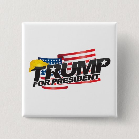 ドナルド・トランプ大統領（髪あり）ボタン 缶バッジ (正面)