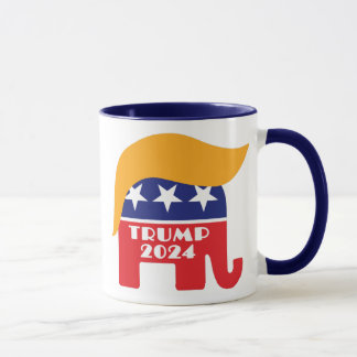 ドナルド・トランプ大統領 2024 GOP象の髪型 マグカップ