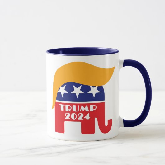 ドナルド・トランプ大統領 2024 GOP象の髪型 マグカップ (右)