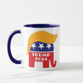 ドナルド・トランプ大統領 2024 GOP象の髪型 マグカップ (左)