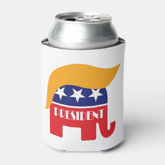 ドナルド・トランプ大統領 - GOP象の髪型 缶クーラー (缶正面)