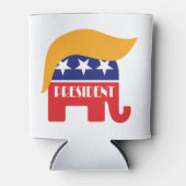 ドナルド・トランプ大統領 - GOP象の髪型 缶クーラー (正面)