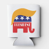 ドナルド・トランプ大統領 - GOP象の髪型 缶クーラー (裏面)
