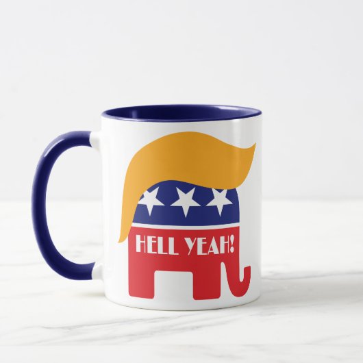 ドナルド・トランプ大統領 Hell Yeah GOP エレファントヘア マグカップ (左)