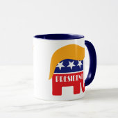 ドナルド・トランプ大統領 Hell Yeah GOP エレファントヘア マグカップ (正面右)