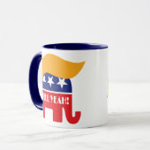 ドナルド・トランプ大統領 Hell Yeah GOP エレファントヘア マグカップ (正面左)
