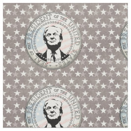 ドナルド・トランプ大統領。Seal oUSAフラグ白黒 ファブリック
