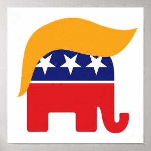 ドナルド・トランプ大統領GOP象の髪のロゴ ポスター