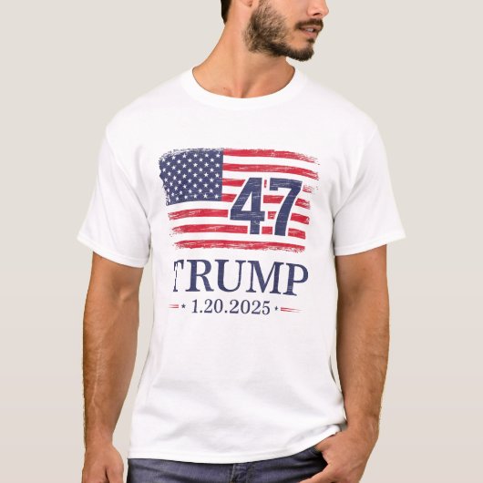 ドナルド・トランプ就任式の日2025第47期米国国旗 Tシャツ (正面)
