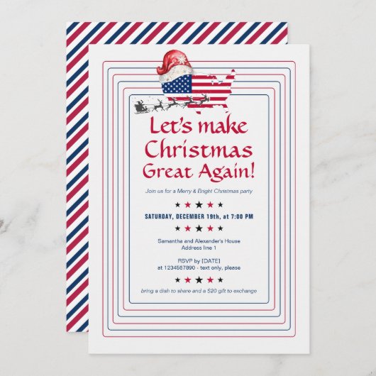 ドナルド・トランプ愛国心が再びクリスマスを素晴らし作る 招待状 (正面/裏面)