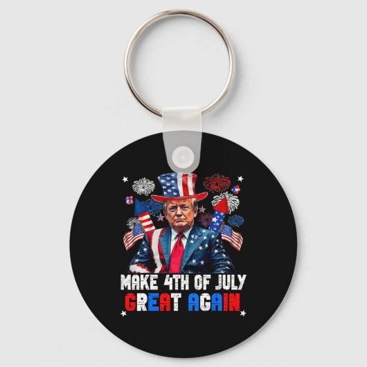 ドナルド・トランプ愛国心的花火で7月4日を祝おう キーホルダー (正面)
