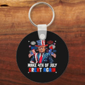 ドナルド・トランプ愛国心的花火で7月4日を祝おう キーホルダー (正面)