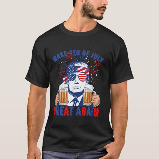 ドナルド・トランプ愛国花火7月Gの4日を作る Tシャツ (正面)