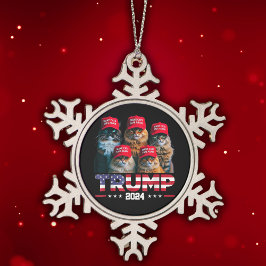 ドナルド・トランプ猫を再び安全にするRed Hat 2024 スノーフレークピューターオーナメント