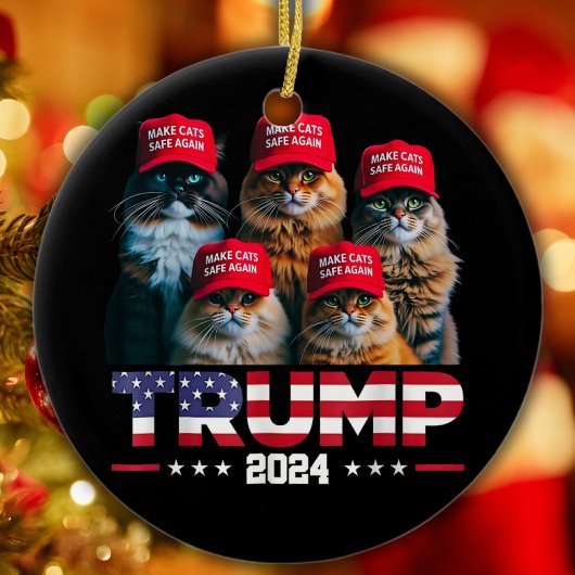 ドナルド・トランプ猫を再び安全にするRed Hat 2024 セラミックオーナメント