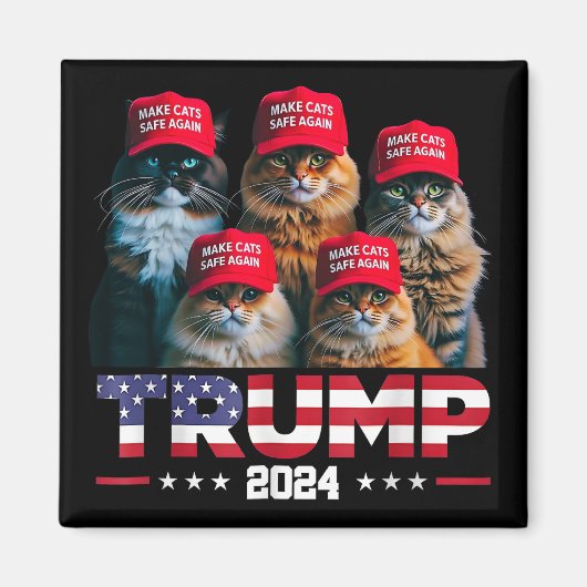 ドナルド・トランプ猫を再び安全にするRed Hat 2024 マグネット (正面)