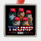 ドナルド・トランプ猫を再び安全にするRed Hat 2024 メタルオーナメント (正面)