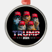 ドナルド・トランプ猫を再び安全にするRed Hat 2024 メタルオーナメント (正面)