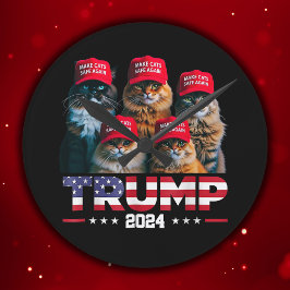 ドナルド・トランプ猫を再び安全にするRed Hat 2024 ラウンド壁時計