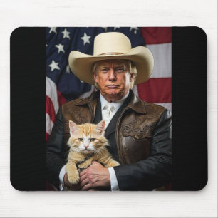 ドナルド・トランプ猫シャツカウボーイアメリカおもしろい国旗 マウスパッド