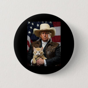 ドナルド・トランプ猫シャツカウボーイアメリカおもしろい国旗 缶バッジ