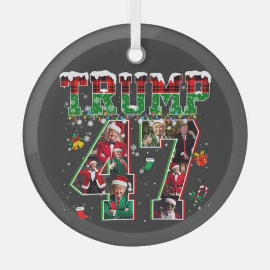 ドナルド・トランプ第47代大統領2024クリスマスサンタ ガラスオーナメント (正面)
