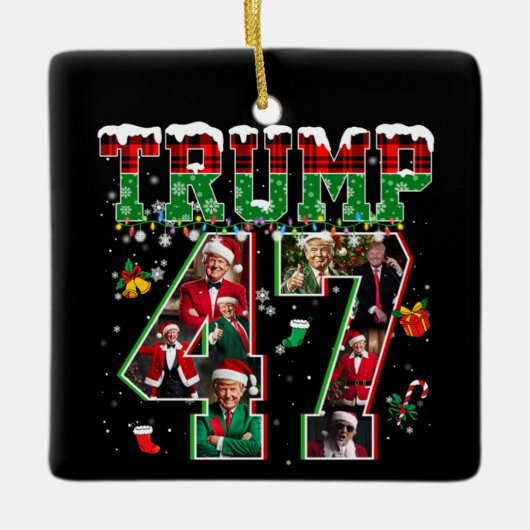 ドナルド・トランプ第47代大統領2024クリスマスサンタ セラミックオーナメント (正面)