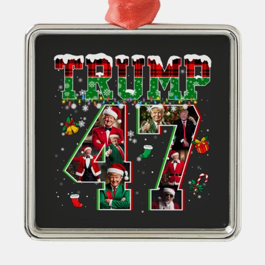 ドナルド・トランプ第47代大統領2024クリスマスサンタ メタルオーナメント (正面)