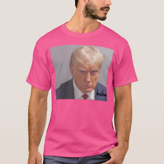 ドナルド・トランプ署名ムグショットデザインはっきりした – とアイコン Tシャツ (正面)