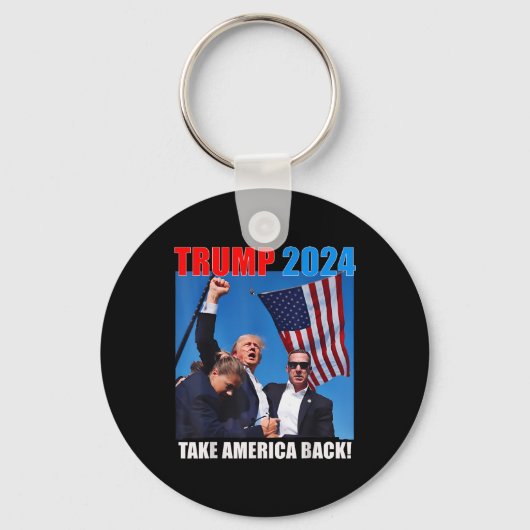 ドナルド・トランプ2024アメリカをアメリカ国旗に戻す キーホルダー (正面)