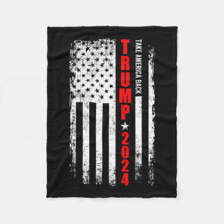 ドナルド・トランプ2024アメリカをアメリカ国旗に戻す フリースブランケット