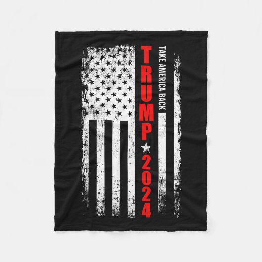 ドナルド・トランプ2024アメリカをアメリカ国旗に戻す フリースブランケット (正面)