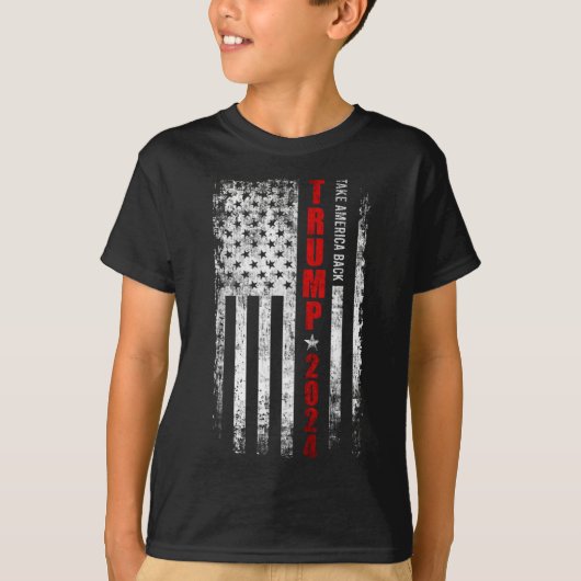 ドナルド・トランプ2024アメリカをアメリカ国旗に戻す Tシャツ (正面)