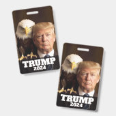 ドナルド・トランプ2024写真 – 肩にハゲのワシ バッジ (正面＆裏面)