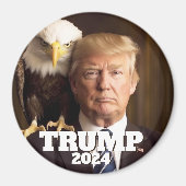 ドナルド・トランプ2024写真 – 肩にハゲのワシ マグネット (正面)