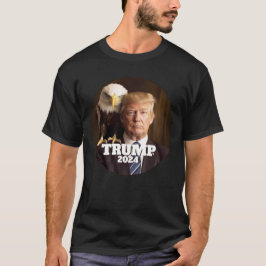 ドナルド・トランプ2024写真 – 肩にハゲのワシ Tシャツ
