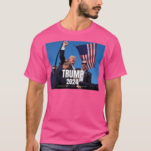 ドナルド・トランプ2024年生き延び暗殺拳の昇格 Tシャツ (正面)