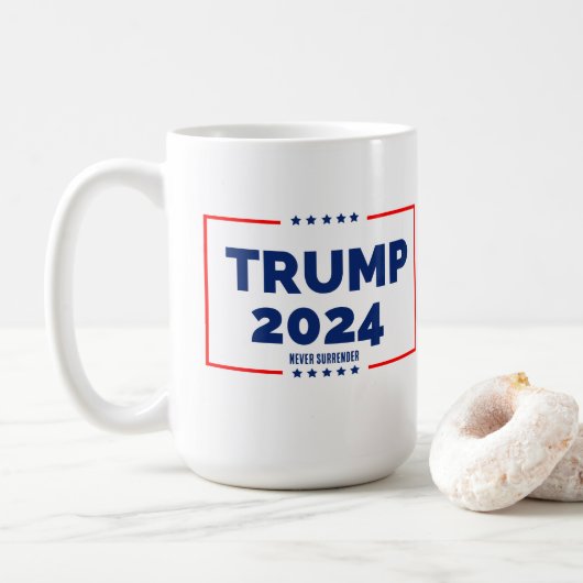 ドナルド・トランプ2024決して降伏しない コーヒーマグカップ (ドーナツ)