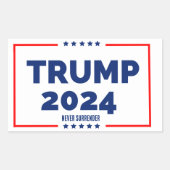 ドナルド・トランプ2024決して降伏しない 長方形シール (正面)