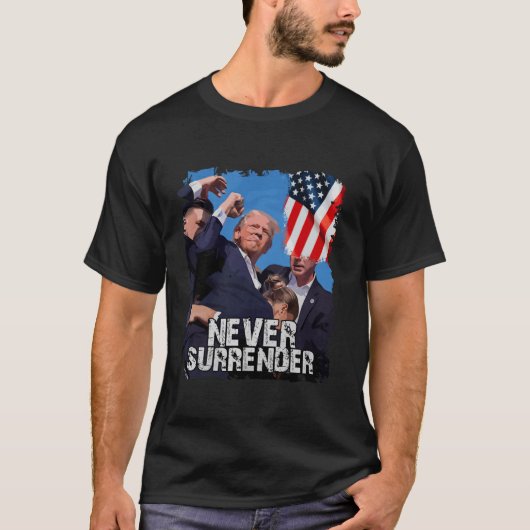 ドナルド・トランプ2024米国国旗の選挙と戦う Tシャツ (正面)