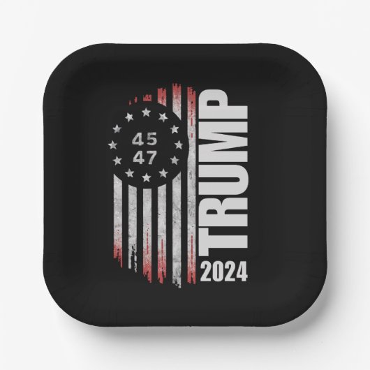 ドナルド・トランプ2024選挙投票45 47アメリカ人 ペーパープレート (正面)