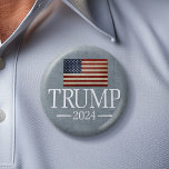 ドナルド・トランプ2024 -ヴィンテージ米国国旗 缶バッジ<br><div class="desc">2024年の選挙における共和党チケットのための素朴なキャンペーン大統領のデザイン。</div>