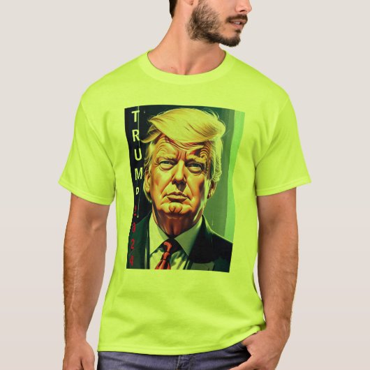 ドナルド・トランプ2024 Tシャツ – 安全グリーン (正面)