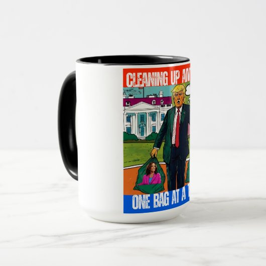 ドナルド・トランプ – アメリカをクリーンアップ,一度に1つのバッグ マグカップ (正面左)