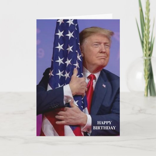 ドナルド・トランプ・アメリカ国旗の誕生日・カード カード (正面)